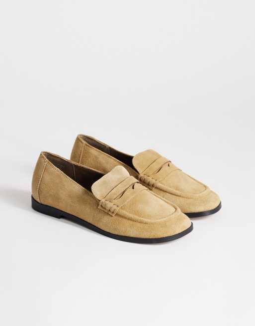 Topshop - Charlie - Platte loafers van imitatiesuède in camel , 2 van 4