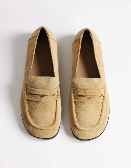 Topshop - Charlie - Platte loafers van imitatiesuède in camel , 3 van 4