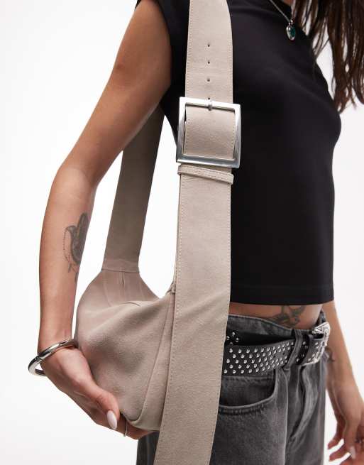 Topshop Charlie real leather crossbody bag in camel , 2 of 4