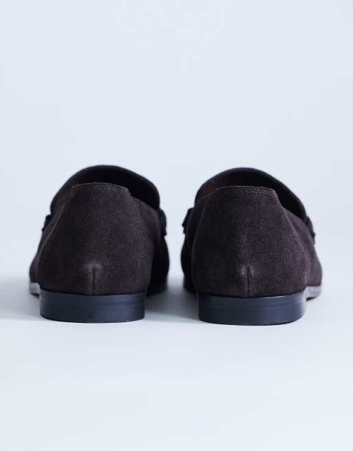 Topshop Charlie real leather flat loafers in chocolate suede, 4 of 4