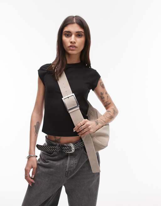 Topshop - Charlie - Sac bandoulière en cuir véritable - Camel , 3 de 4