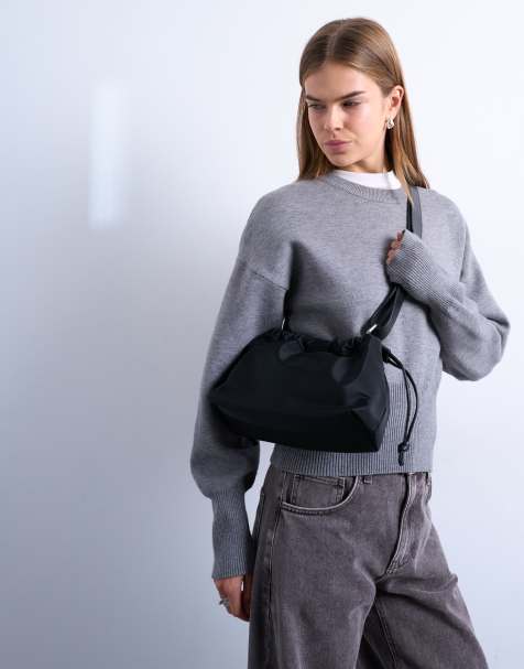 Topshop - Charlie - Sort mellemstor crossbody-taske i nylon - view 1