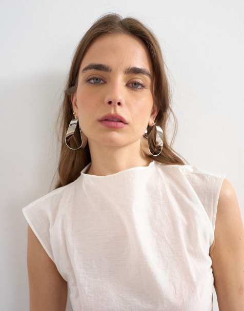 Topshop - Charlotte - Gedraaide oorringen in zilverkleur - view 1