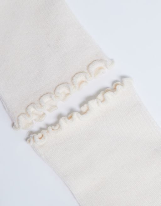 Topshop - Chaussettes côtelées à volants - Babeurre, 3 de 3