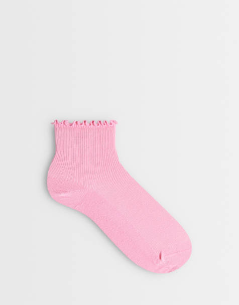 Topshop - Chaussettes côtelées à volants - Rose - view 1