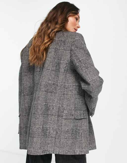 Topshop Petite Check Blazer Coat In Mono-Multi for Women