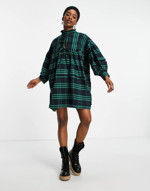 Topshop check chuck on in green 