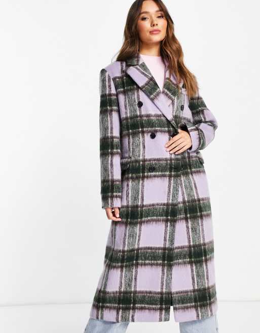 Grey check hot sale coat womens