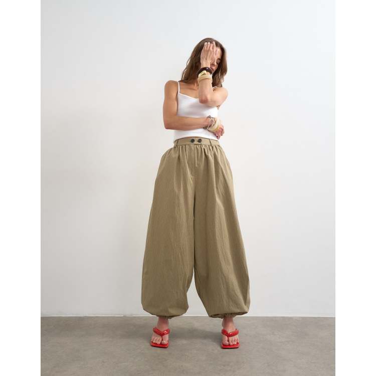Topshop check extreme balloon pants in neutral | ASOS