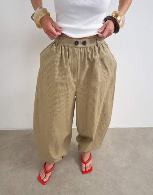 Topshop check extreme balloon pants in neutral, 5 of 5