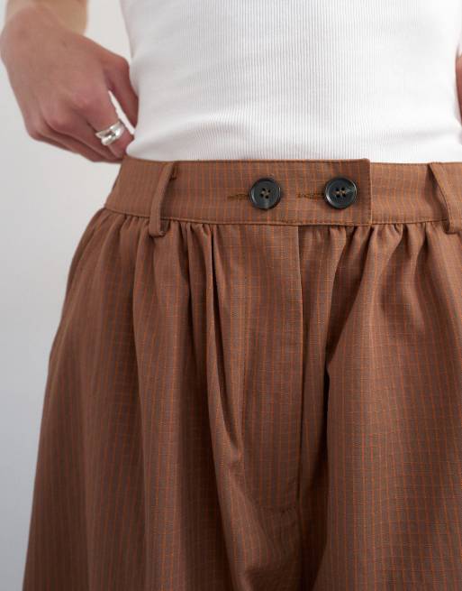 Topshop check extreme balloon trouser in brown, 3 of 5