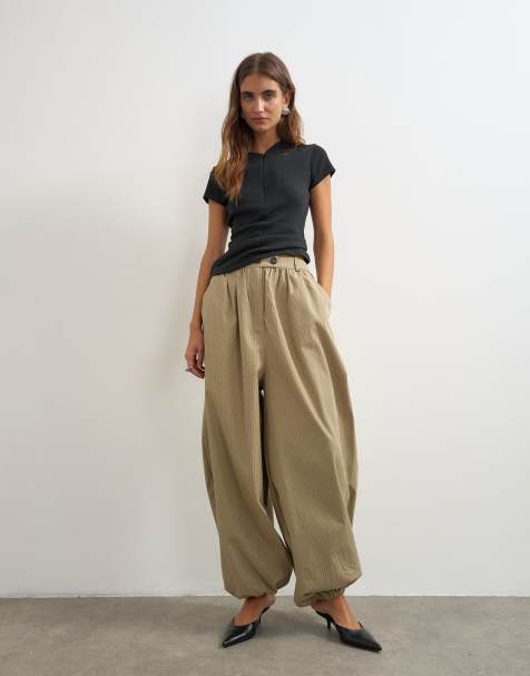 Topshop check extreme balloon trouser in neutral - view 1