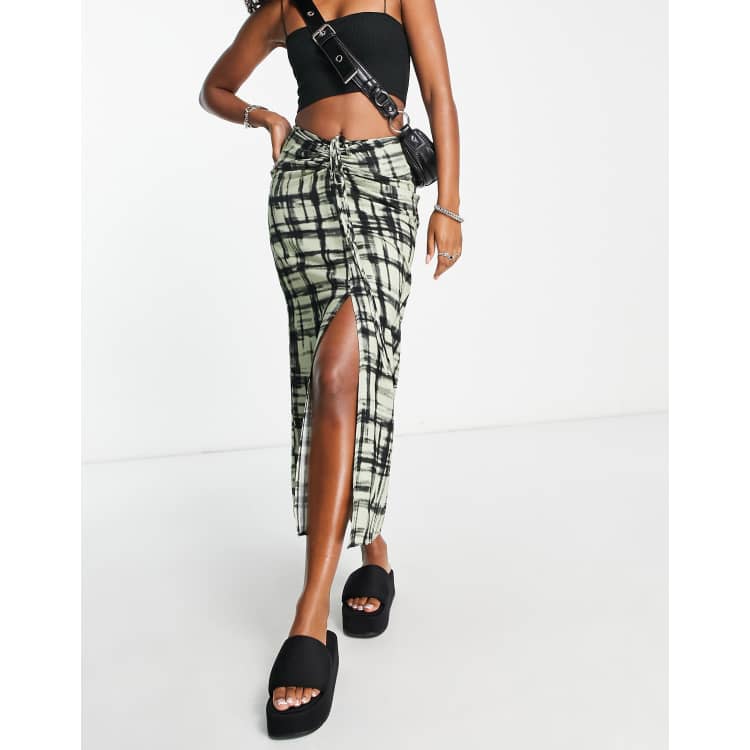 Topshop check 2025 wrap midi skirt