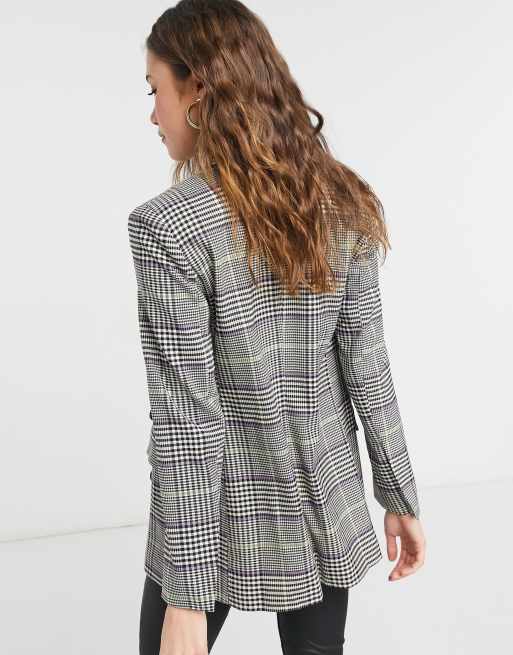 Grey and black hot sale check blazer