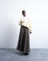 Topshop check print full circle maxi skirt in chocolate