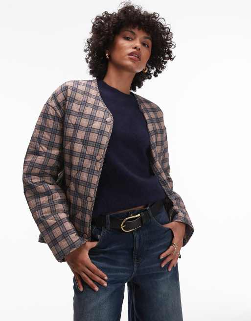 Topshop check quilted liner jacket in multi ASOS