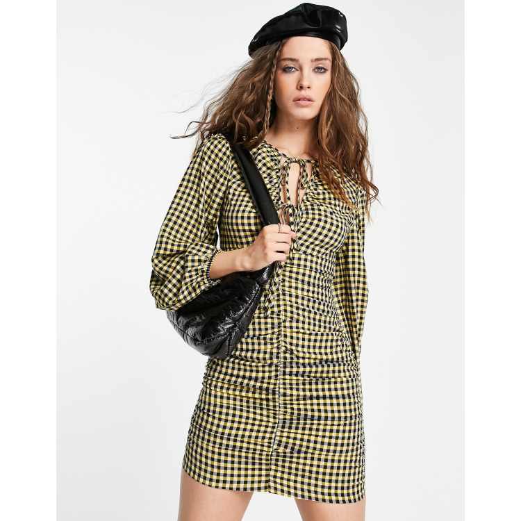 Topshop yellow deals gingham dress