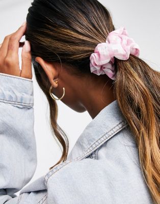 Topshop check scrunchie in pink