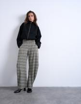 Topshop check tailored barrel leg trouser