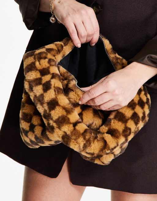 Topshop faux fur leopard clearance print bag