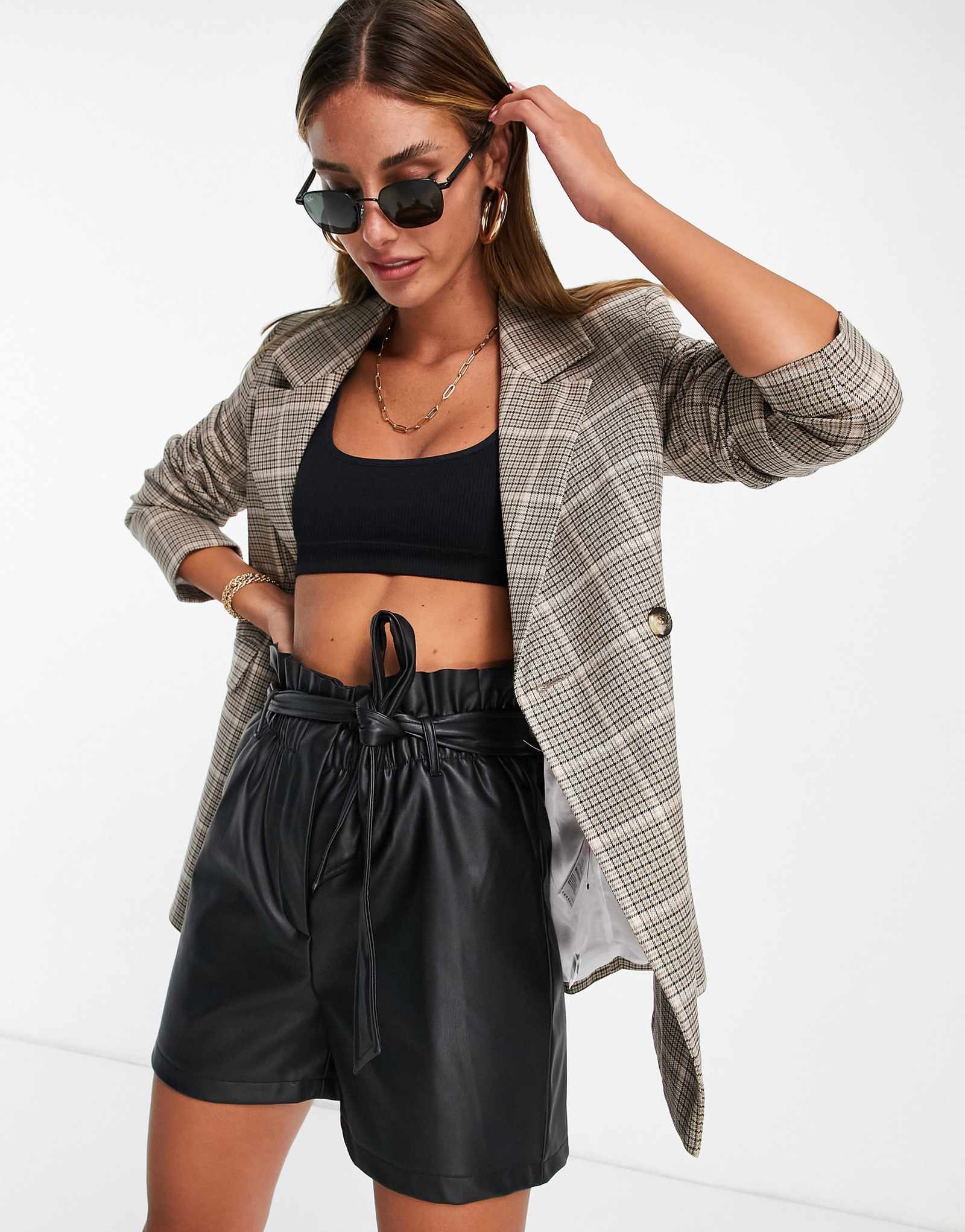 Однотонный клетчатый блейзер от Topshop