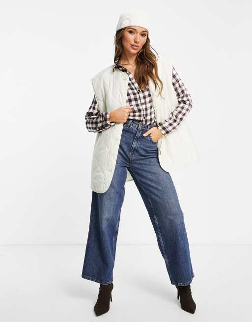 Topshop - Chemise ajustée en satin à carreaux vichy - Chocolat , 2 de 4