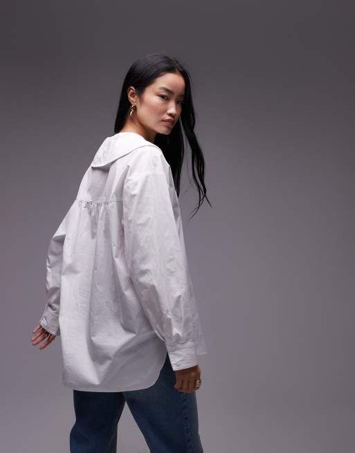Topshop - Chemise féminine en popeline avec col - Blanc, 4 de 4