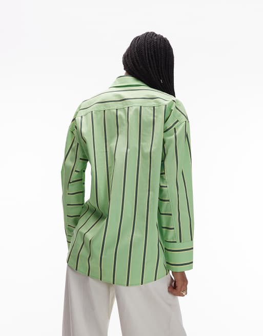 Topshop - Chemise oversize à rayures - Vert et jaune, 4 de 4