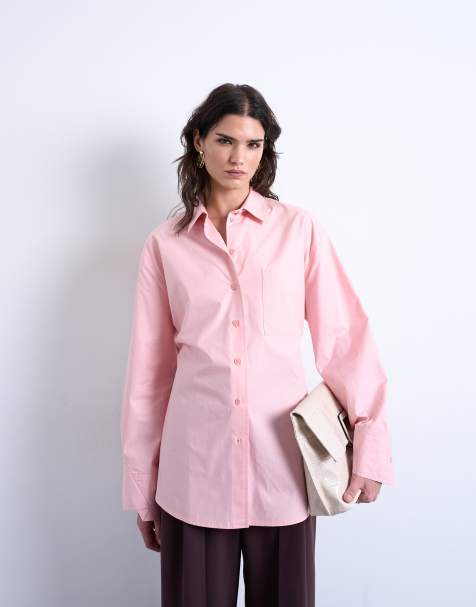 Topshop - Chemise oversize avec pinces aux poignets - Rose - view 1
