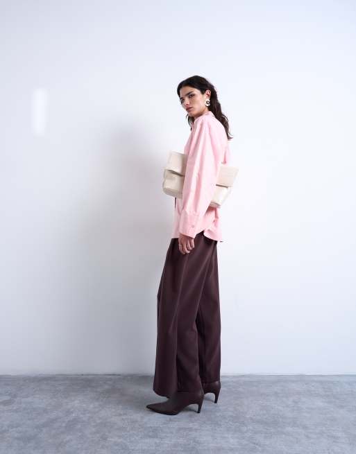Topshop - Chemise oversize avec pinces aux poignets - Rose, 3 de 4