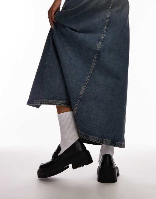 Topshop Cher chunky loafers with gold trim in black, 2 of 4
