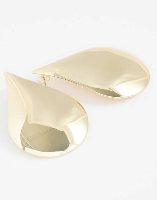 Topshop Cher statement teardrop stud earrings in gold tone, 3 of 5
