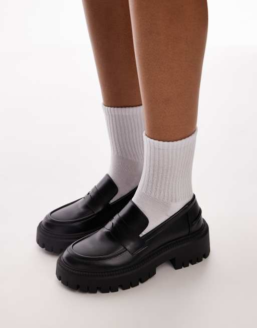 Topshop – Cherrie – Svarta, grova loafers, 4 av 4