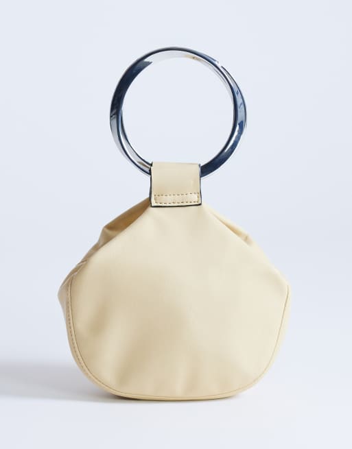Topshop - Cherry - Borsa a mano color latticello con manico in metallo