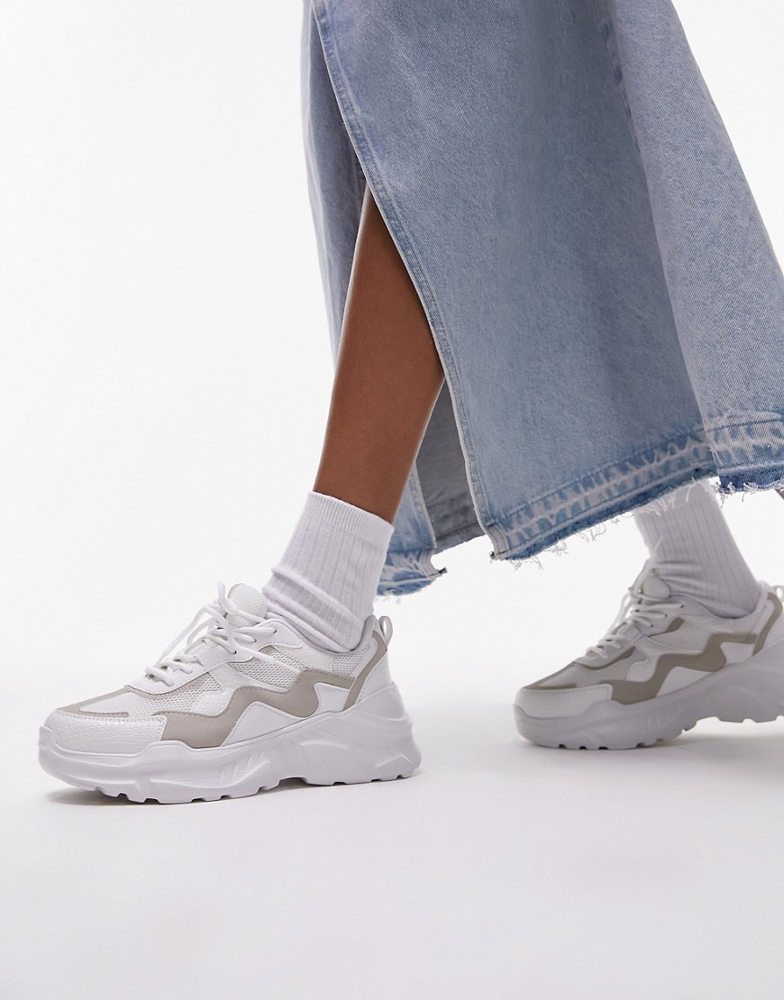 Topshop Cherry Chunky Trainer in Off White