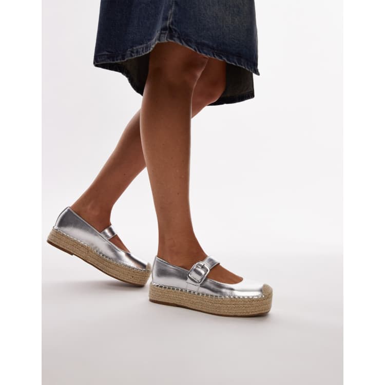 Silver platform fashion espadrilles