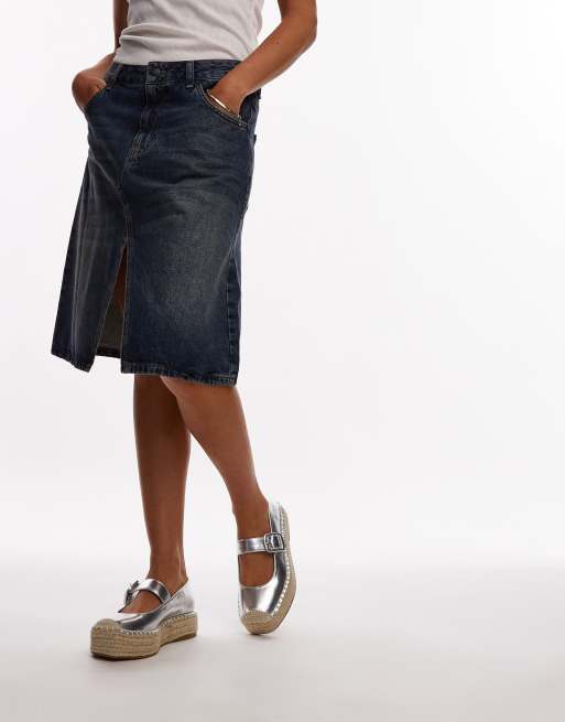 Topshop Cherry mary jane espadrilles in silver | ASOS