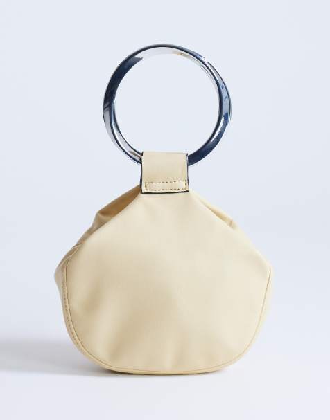Topshop Cherry metal handle grab bag in buttermilk - view 1