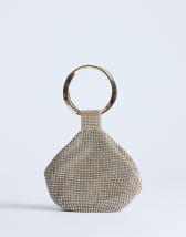 Topshop Cherry metal handle grab bag in gold diamante