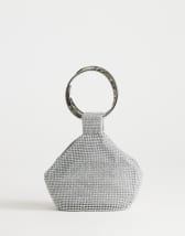 Topshop Cherry metal handle grab bag in silver diamante