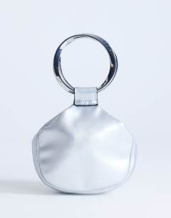 Cherry metal handle grab bag in silver