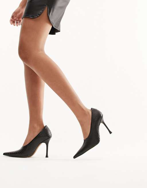 Black high vamp cheap court shoes