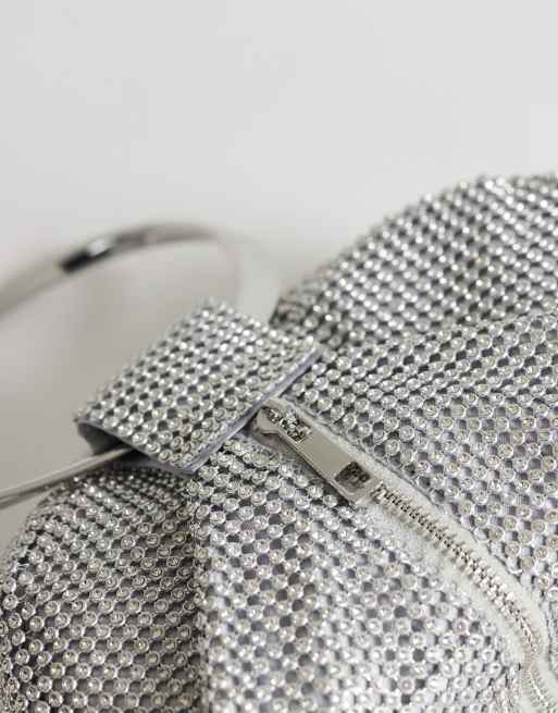 Topshop - Cherry - Sac à main à strass avec poignée en métal - Argenté, 3 de 4