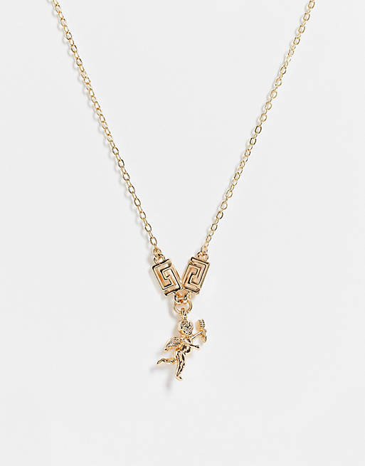 Topshop cherub choker necklace in gold