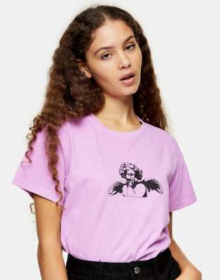 Cherub Motif Tshirt In Purple ModeSens