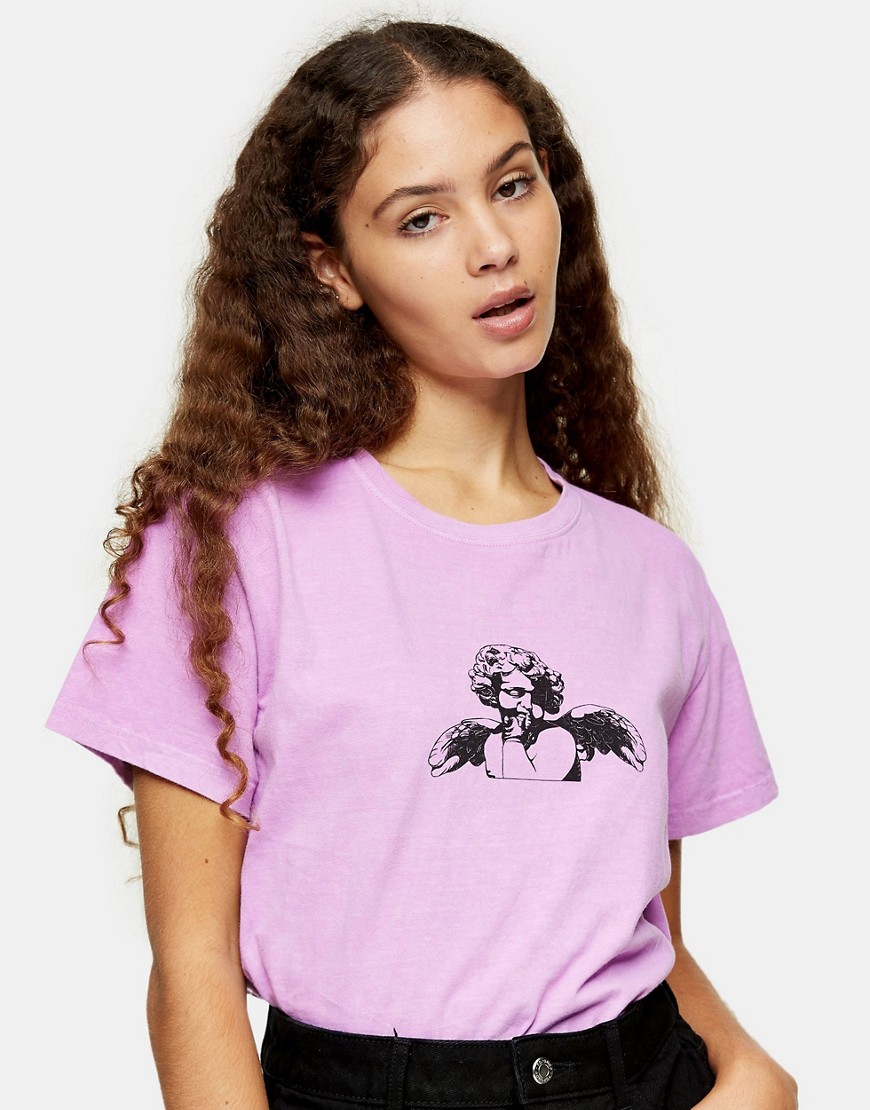 Topshop Cherub Motif T-shirt In Purple | ModeSens