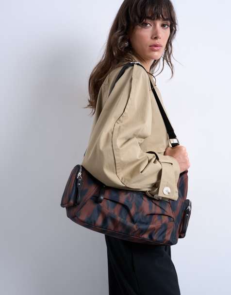 Topshop - Cheryl - Grote crossbody tas van nylon met luipaardprint - view 1