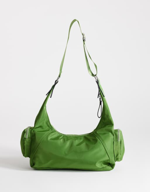 Topshop Cheryl medium nylon crossbody bag in green, 4 of 4