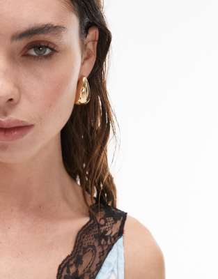 DESIGN - Orecchini a bottone oversize color oro a forma di rombo lucido spazzolati