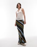 [Topshop] Topshop chiffon bias maxi skirt in bold stripe-Multi 14 MONO